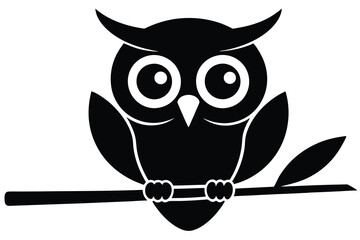 Sticker - logo featuring a happy owl perched on a branch H.eps