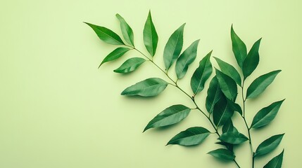 Poster - A bunch of neem leaves arranged artfully against a clean background, perfect for showcasing the beauty