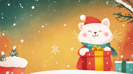 Poster - Christmas animals wallpaper background