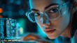© IMAGINIAC - Close-up of a Woman Wearing Protective Glasses Focusing on a Circuit Board