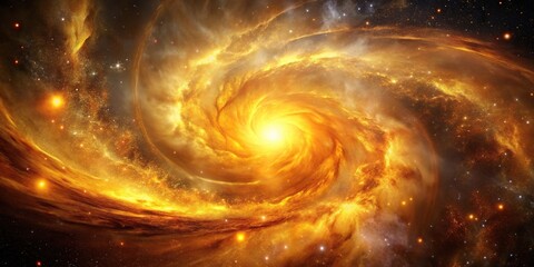 fiery golden nebula swirling in the cosmos