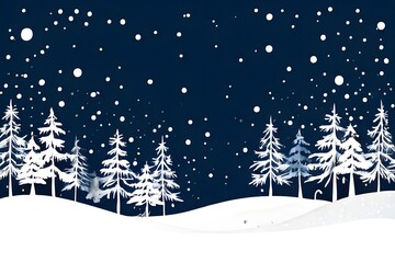 Abstract illustration of a Christmas card with delicate hand-drawn illustrations and empty space for text