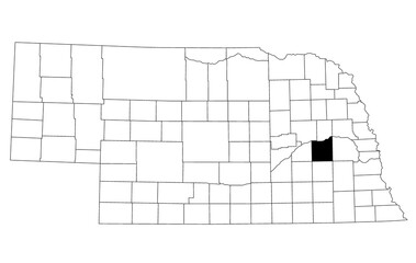 Map of butler County in Nebraska state on white background. single County map highlighted by black colour on Nebraska map. UNITED STATES, US