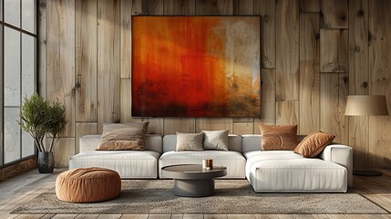 Wall Mural - Modern Living Room Decor with Abstract Art