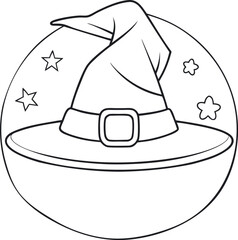 Simple witch hat with stars for Halloween-themed coloring pages