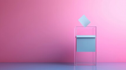 Transparent Ballot Box with Ballot Drop in 3D Space