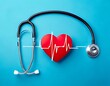 © MRSUTIN - Heartbeat symbol and stethoscope on blue background. Healthcare concept.