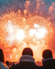 Spectacular fireworks display lighting up the night sky