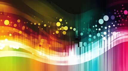 Wall Mural - Abstract Colorful Background with Bokeh Lights and Curved Lines