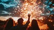 © Ariestia - Silhouetted Group Watching Fireworks Display