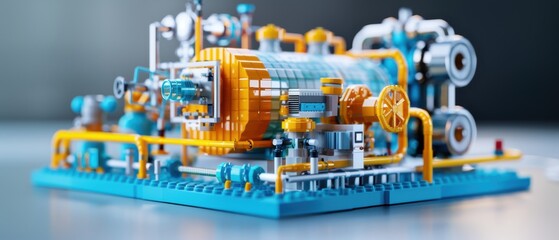Wall Mural - oil extraction machinery with water spraying system