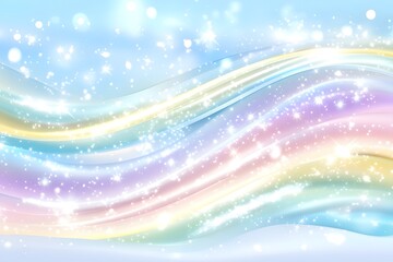 Poster - Abstract Pastel Rainbow Background with Glowing Stars and Bokeh