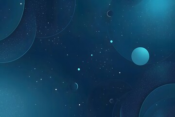 Poster - Abstract Blue Space Background with White Stars and Circles