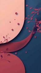 Poster - Abstract Blue Pink Red Background with Floral Elements