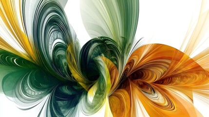 Wall Mural - Abstract Swirling Design in Green  Yellow and Orange