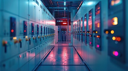 Aufkleber - A high voltage switchgear, Power plant. control room.