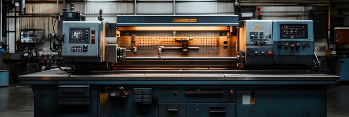 Leinwandbilder - Metal fabrication machine in an industrial workshop setting with automated production equipment,manufacturing and engineering processes.