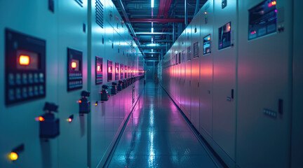 Aufkleber - A high voltage switchgear, Power plant. control room.