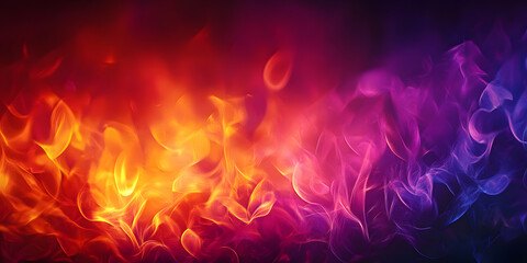 Noisy and grainy abstract background with red, purple, yellow, and orange light leaks creating a fire burned gradient effect