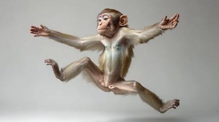 Wall Mural - A playful monkey in mid-leap, showcasing agility and grace.