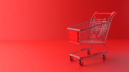 Black Friday Shopping Cart Featuring Last-Minute Deals in 3D Render.