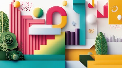 Wall Mural - a colorful illustration of different programming languages represented as abstract shapes and symbol