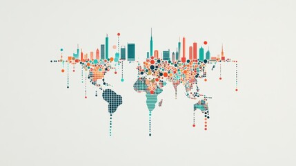 Poster - An illustration of a global network of educational institutions, connected by lines representing knowledge sharing.