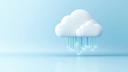 Canvas Print - A cloud icon with virtual servers and data flowing in and out, representing cloud storage and access.