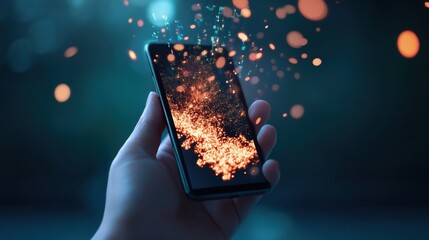 Wall Mural - a hand holding a smartphone with a cryptocurrency app, highlighting the accessibility and growing po