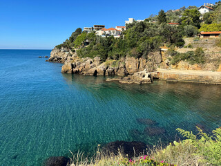 Canvas Print - Montenegro Adriatic sea view on the Ulcinj town