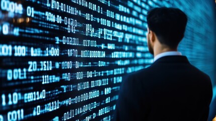 Man Analyzing Complex Data and Software Code