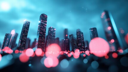 Wall Mural - a photo of a futuristic cityscape with buildings adorned with holographic projections, highlighting 