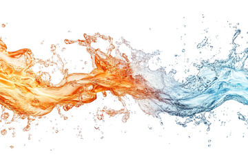 Poster - Dynamic orange and blue water flames splashing together against a black background, creating a vibrant visual contrast.