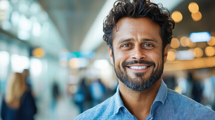 Wall Mural - close up of middle age indian man smiling