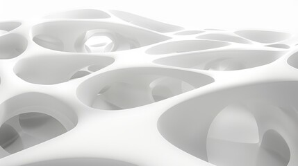 Fototapete - Abstract white organic pattern with holes. Background texture for design, modern art, architecture.