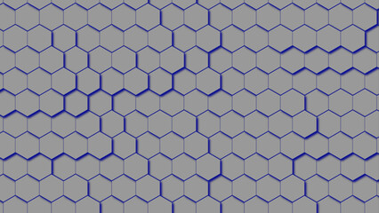 Wall Mural - Dark blue hexagon background with glowing lines. Modern abstract design. Abstract dark and green background.