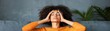 © nunoi - Woman lying on a couch with eyes closed, hands covering her face, symbolizing relief from eye fatigue Eye strain, fatigue, rest