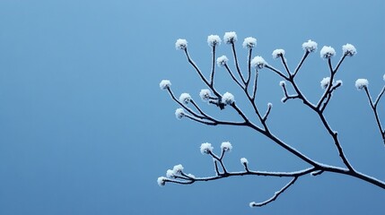 Canvas Print - Winter Frost on a Tree Branch - A Minimalist Nature Photography