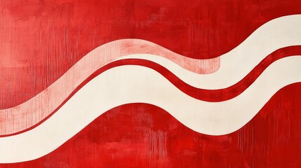 Sticker - Red and White Abstract Wave Painting