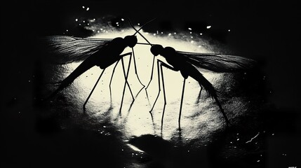 Sticker - Silhouettes of Two Insects in the Night