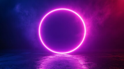 Poster - Neon Oval Portal in Misty Ambient Light