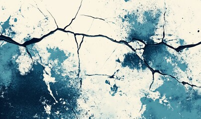 Wall Mural - A blue and white background with a lot of cracks and splatters