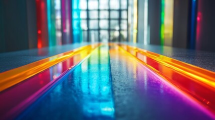 Sticker - Colorful Light Beams in a Modern Space