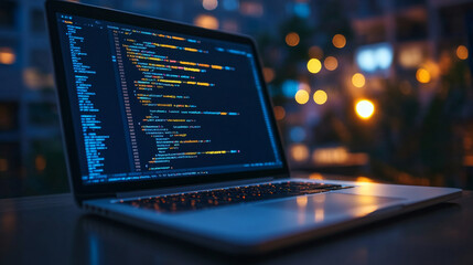 Illustrate a modern laptop computer with a sleek design, showcasing a high-resolution screen.