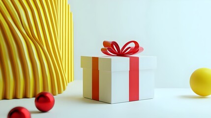 christmas and new yeargifts on white background. 3d creative white gift box. 3d white gift boxes wit