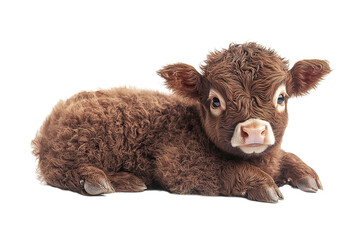 Wall Mural - a Baby highland cattle isolated on a transparent background 