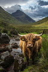 Wall Mural - Whole highland cattle, advertising