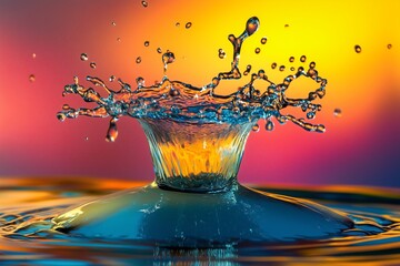 Water drop splash and wave on light background