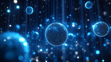 Poster - Futuristic Blue Bubbles in Space