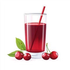 Wall Mural - Flat-style illustration of cherry juice, colorful and eye-catching.